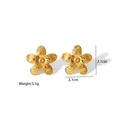 Orecchini a lobo a fiore in acciaio inossidabile placcato oro 18K con texture spazzolata - Oro