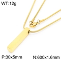 Gold rectangular bar pendant necklace in stainless steel with snake chain for men - Pendant with Snake Bone Chain / Gold