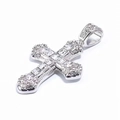 Silver iced out cross pendant with cubic zirconia stones for hip hop necklace style - Pure White Stone
