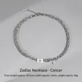 Cancer zodiac sign double layer necklace in silver finish with blue stone pendant - Cancer