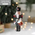 Soldato schiaccianoci di Natale da appendere, rosso e nero, misura 16,5 cm x 5,5 cm - Soldato