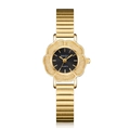 Orologio vintage dorato a forma di fiore per donna con quadrante nero e cinturino - Oro Nero