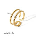 Minimalist double-layered gold beaded open ring with adjustable band and 7mm width - Adjustable Open / Multilayer Beaded Style (HF-J1335) / Gold