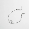 Silver stainless steel chain bracelet featuring a hollow lotus flower charm design - Lotus / Steel