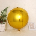 Spherical golden 4D aluminum foil helium balloon with shiny metallic mirror finish - 4D Sphere Gold / 15 Inch