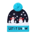 Bonnet de Noël en tricot avec pompon bleu et motif bonhomme de neige Let It Snow - Bonhomme De Neige Sapin De Noël Bleu Marine (9#)