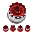 Juego de moldes para galletas de acero inoxidable con pulsadores rojos de formas - Juego de 6 Piezas Huecas (Rojo)