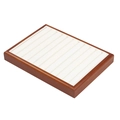 Wooden jewelry tray with white velvet lining and 10 slots for rings and stud earrings - Brown Ring Tray-White Velvet