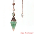 Grüner Aventurin Steinpendel mit Bronze Krone und Sechskant-Kegelform Anhänger - Grüner Aventurin Antik-Bronze