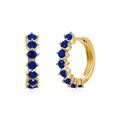 Minimalist gold hoop earrings featuring elegant deep blue round zircon stones for women - Gold with Blue Pave Huggie