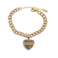 Gold chain bracelet with heart MOM pendant featuring colorful cubic zirconia stones - Gold MOM Hollow Multi-color Zircon