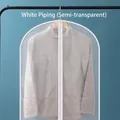 Funda protectora de ropa semitransparente con borde blanco para colgar camisas y trajes - 60*140CM / Borde Blanco Traslúcido