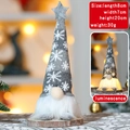 Grauer gestrickter Weihnachtswichtel mit Schneeflockenmuster, LED-Licht und Stern - Klein Leuchtend Stil C / Grau