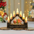 Detalle de lámpara de vela navideña con Papá Noel giratorio y base vintage grabada - Papá Noel Molino de Viento y Reno (Música/Giratorio)