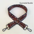 Detailed view of leopard print bag strap with adjustable gunmetal lobster clasps - Pattern 43 Gunmetal Clasp