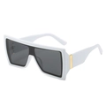 Modern white oversized butterfly sunglasses with dark lenses and gold metal details - White Frame Dark Grey Lens