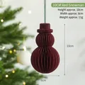 Dark green honeycomb paper snowman Christmas ornament 10cm height for tree decor - 10cm Snowman / Green