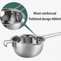 Polished 600ml stainless steel melting pot with riveted handle and double pour spouts - 600ml/Rivet/Polished / Rivet Silver