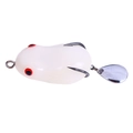 White soft plastic frog lure with red eyes, double hooks and spinning metal blade - New Jade White (5cm-14g)
