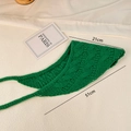 Green knit triangle headband scarf with handmade twist pattern and soft texture - Green