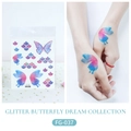 Glitter butterfly tattoo sticker FG-037 with pink blue gradient for music festivals - Iridescent Scales Butterfly (FG-037)