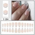 Faux ongles amande rose nude avec dégradé de paillettes argentées et fini brillant - Rose Nude Dégradé Paillettes Argent (Y-284)