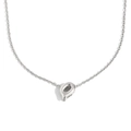 Collier minimaliste en acier inoxydable argenté avec un pendentif évidé organique - Lettre Q / Acier