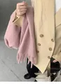 Soft pink faux cashmere scarf with thick tassels and warm thick texture for winter - Lotus Pink