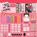 Water-soluble face paint kit with pink 3-layer storage box and 12/15 color palettes - [55 Colors Flower Fairy Set] + Storage Box + Tools