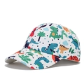 Kinder Baseballkappe mit bunten Dinosaurier-Prints auf weißem Baumwoll-Canvas - Bunter Dinosaurier - Grün