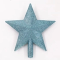 Gros plan sur l'étoile de sapin de Noël bleu scintillant avec support de fixation - 10cm / Bleu Lac