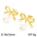 Orecchini a fiocco con perle dorate, misura 19x12mm con un elegante design a nastro - Perla Oro (KE113931-KFC)