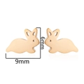 Cute golden bunny stud earrings in minimalist polished animal design, 9mm x 6mm size - Rabbit (163) / Gold