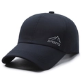 Dark blue quick-dry sports baseball cap with laser-cut side vents and mountain logo - Navy Blue