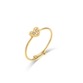 Detail of adjustable gold ring with sparkling heart-shaped zircon and smooth round beads - Zircon Heart / Adjustable Open