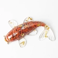 Handcrafted resin koi fish statue with red and brown natural crystals and gold foil inlay - Red Jasper