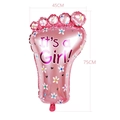 Pink footprint foil balloon with 'It's a Girl' text and daisies for baby shower party - Baby Foot Pink