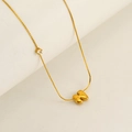 Golden titanium steel necklace with a puffy H-letter pendant and a round white zircon - Letter N