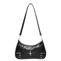 Sac sous le bras minimaliste en similicuir noir avec étoile et rivets argentés - Noir