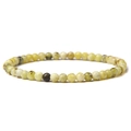 4mm natural yellow green stone bead stretch bracelet with unique mineral textures - Straw Yellow Turquoise