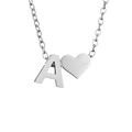 Collana in argento lucido con pendente a cuore 3D e lettera A con catena O minimalista - A-Acciaio