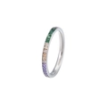 Rainbow gemstone eternity ring with princess cut colored zircons in silver finish - US 6 / Platinum