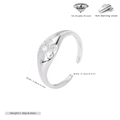 Vista dettagliata dell'anello a fiore in argento 925 con misure di peso e taglia - Aperto Regolabile / Argento 925 placcato oro bianco