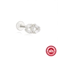 S925 sterling silver cartilage stud with rectangular clear crystals and flat back - Silver-tone #5 (Baguette Cut)