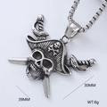 Skull and crossbones pirate pendant necklace in polished stainless steel for men - Pirate Skull Style (Style 7) / With Chain