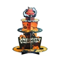 Three-tier Halloween Party cardboard display stand with orange and black festive designs - Halloween Cake Stand