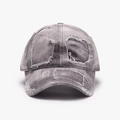 Cappellino da baseball grigio lavato con fori consumati e stile vintage retrò - Regolabile / Grigio (25A280)