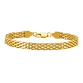 Pulsera de cadena de acero inoxidable tejida en oro de 18K con cierre de langosta - Oro-Ancho 6mm Longitud 16.5cm