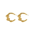 Golden spiral wire-wrapped C-shaped hoop earrings with 18k gold plating for women - k1010/Wave Geometric 3D Spiral Wrapped Earrings