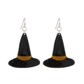 Halloween Hexenhut Ohrhänger in Schwarz und Gold mit glitzernden Details - Schwarz Gold Hexenhut Stil